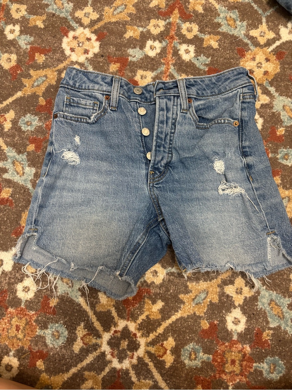 Old Navy Light Blue Distressed Button-Fly Jean Shorts
